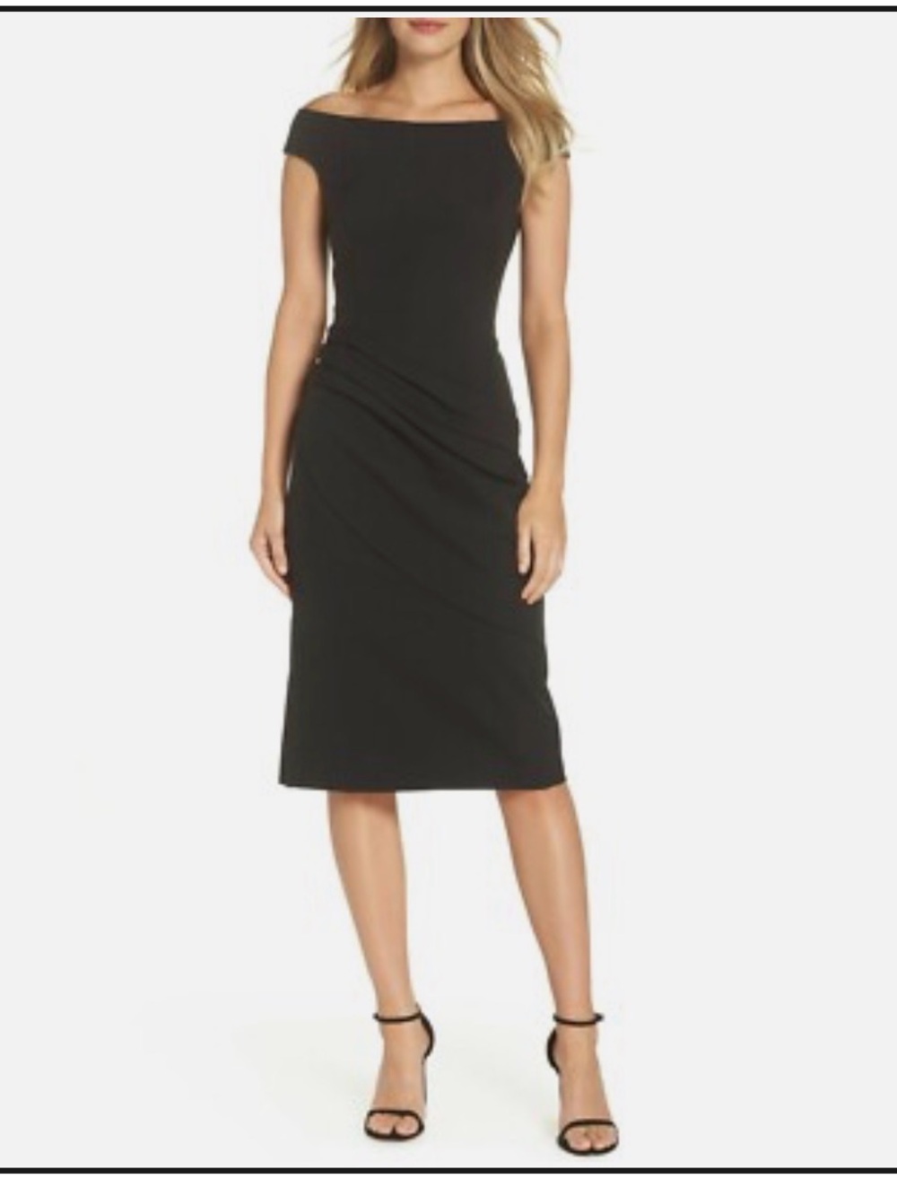 Eliza J Black Off-Shoulder Sheath Dress